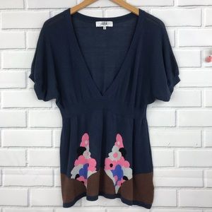 Tibi V-Neck Knit Kimono Sleeve Sweater